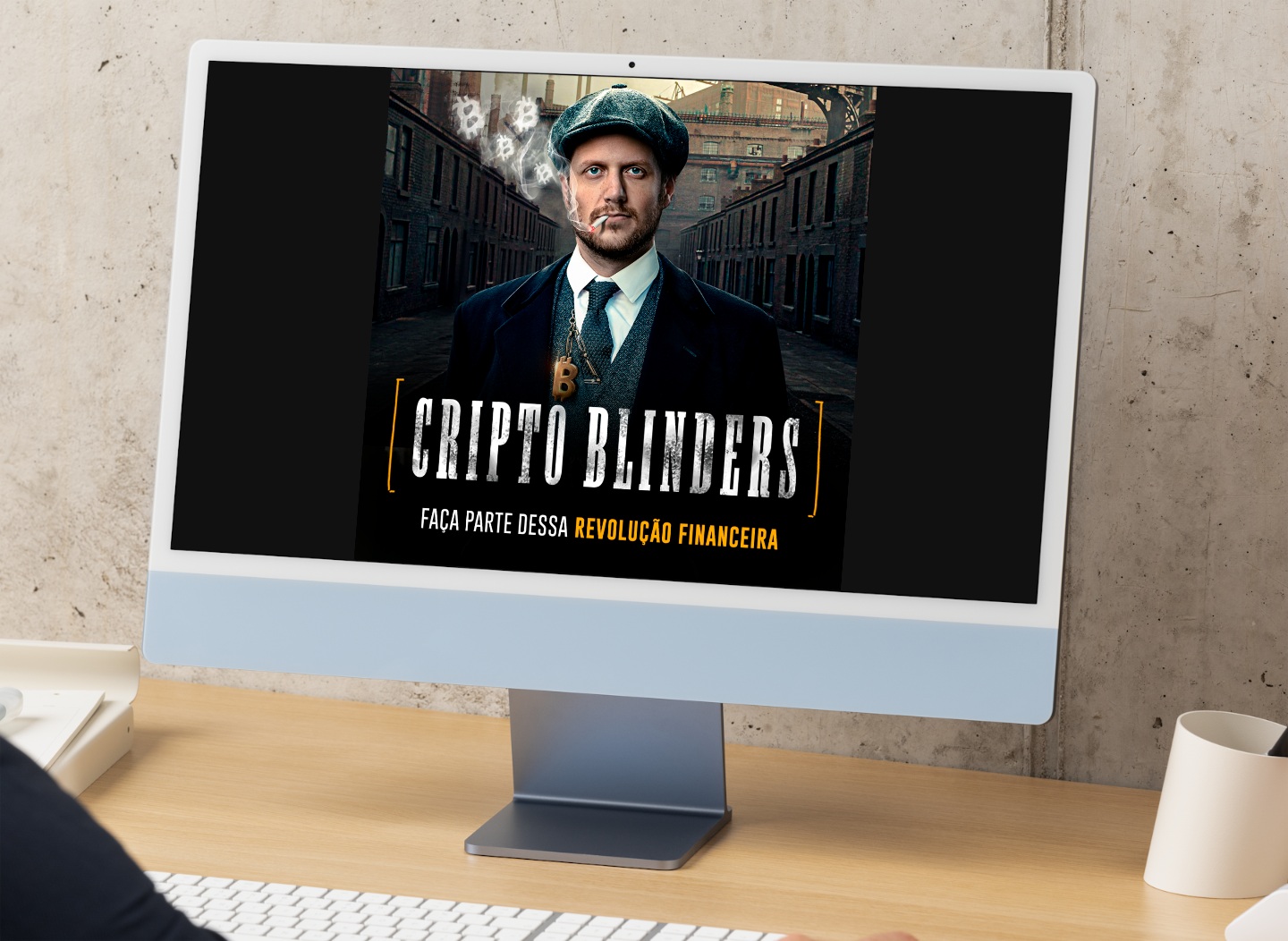 Imagem de uma carteira digital com ícones de Bitcoin, Solana, e Cardano, representando o aprendizado sobre wallets e segurança no curso CriptoBlinders
