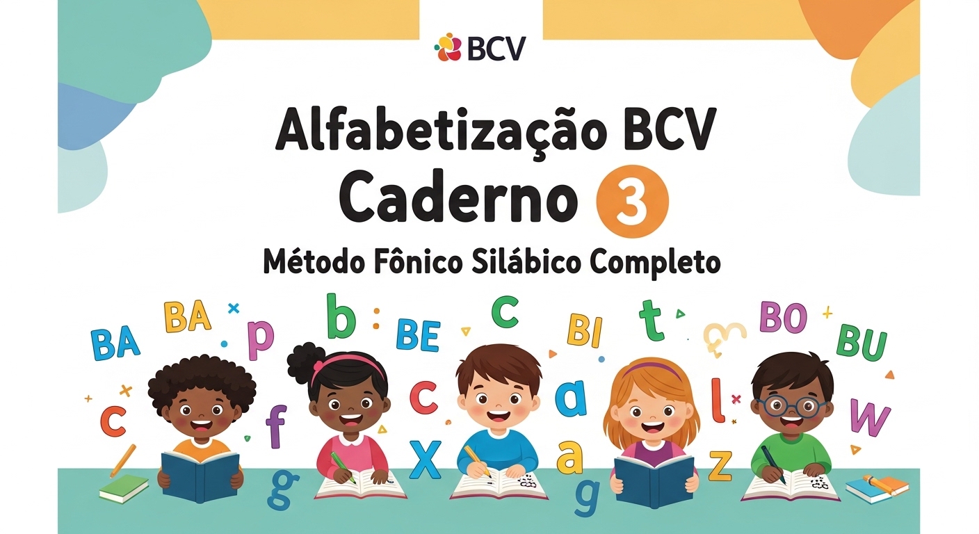 Alfabetização BCV Caderno 3 Método Fônico Silábico Completo CURSOSS