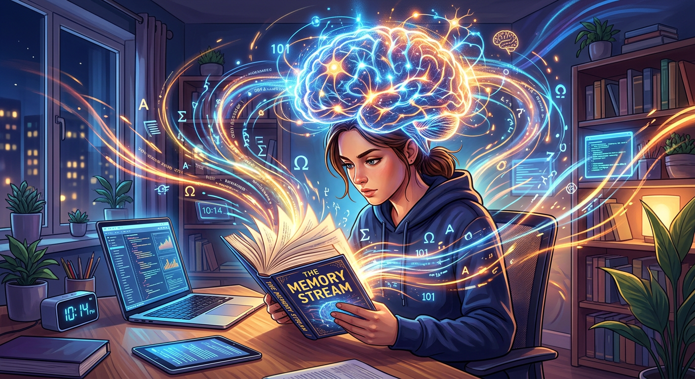 Pessoa lendo rapidamente com foco e velocidade, simbolizando a técnica de metaleitura