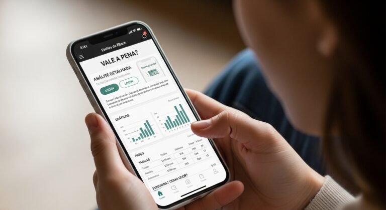 Ilustração de um espaço digital mostrando um canal do YouTube com ferramentas de IA, gráficos algorítmicos, um ícone de cadeado luminoso para login oficial e um ícone de download vermelho com sinal de alerta, representando o curso Mestres do Algoritmo de Caio Ferreira.